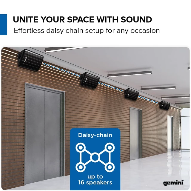 Alt view image 3 of 7 - Outdoor Bluetooth Speakers, Daisy-Chain Pair, Wall-Mount, 5.25" 5.25" outdoor wall-mount speakers, pair - IP44 all-weather - Bluetooth & AUX, expandable - remote incl