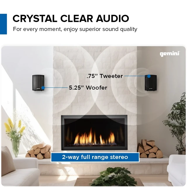 Alt view image 4 of 7 - Outdoor Bluetooth Speakers, Daisy-Chain Pair, Wall-Mount, 5.25" 5.25" outdoor wall-mount speakers, pair - IP44 all-weather - Bluetooth & AUX, expandable - remote incl