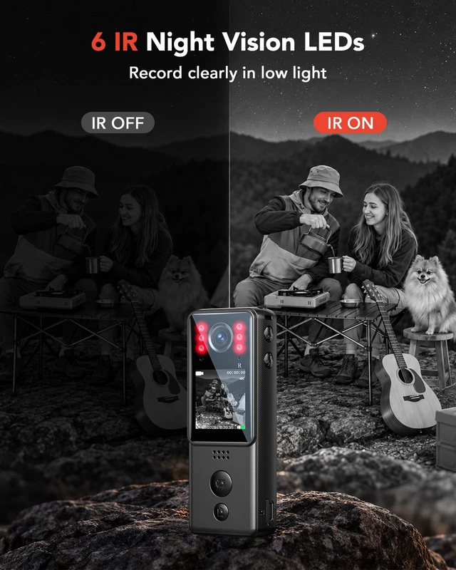 Alt view image 7 of 7 - 4K Mini Body Camera, 64GB Dual Battery with Night Vision, 9H Battery charging dock, bike mount and lightweight wearable design for vlogging, cycling, security, hiking and daily use, A29