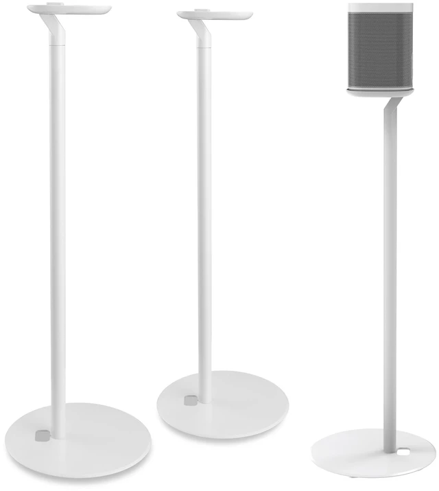 Main image of Speaker Stands for Sonos One/One SL & Play:1, White, 2 Pack 28.2" Fixed height Speaker Stands Pair, Metal Construction, Stable Base, Rubber Feet, Built in Cable Management