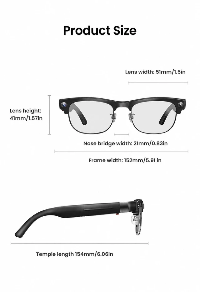 Alt view image 2 of 7 - G3 AI Smart Glasses with Camera and Bluetooth, 8MP Video Recording Glasses 8MP camera glasses with AI translation, visual recognition, voice assistant, open-ear audio and hands-free capture