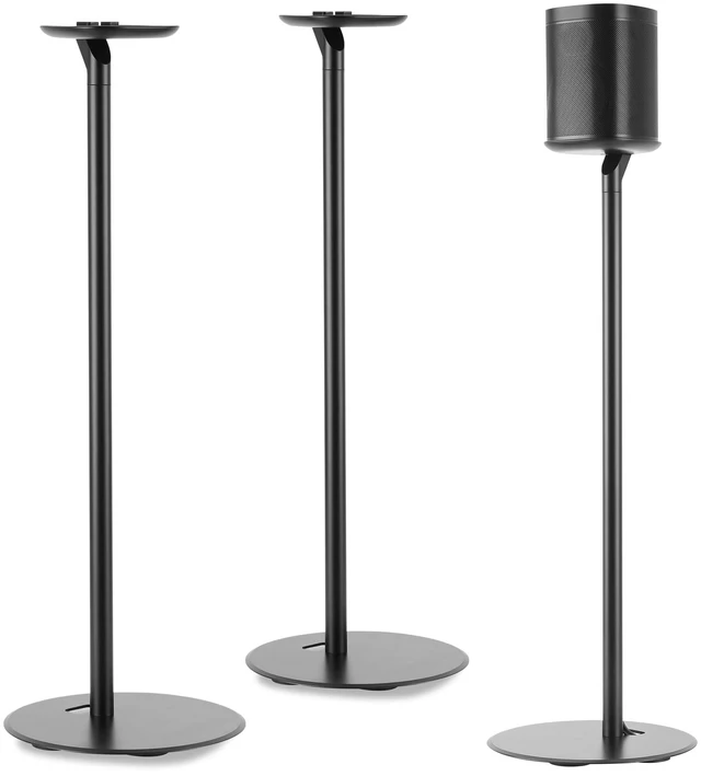 Main image of Speaker Stands for Sonos One/One SL & Play:1, Black, 2 Pack 28.2" Fixed height Speaker Stands Pair, Metal Construction, Stable Base, Rubber Feet, Built in Cable Management