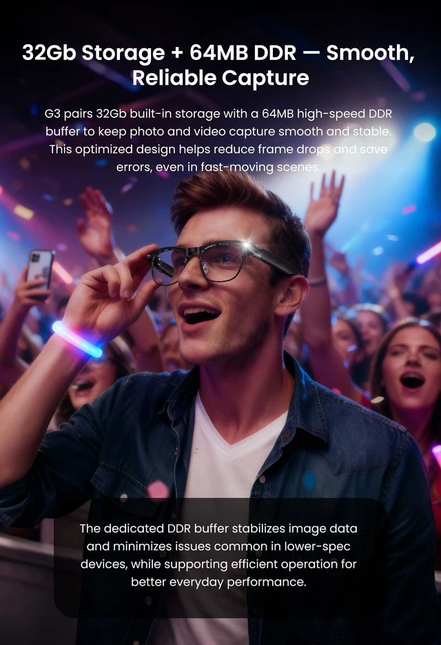 Alt view image 7 of 7 - G3 AI Smart Glasses with Camera and Bluetooth, 8MP Video Recording Glasses 8MP camera glasses with AI translation, visual recognition, voice assistant, open-ear audio and hands-free capture