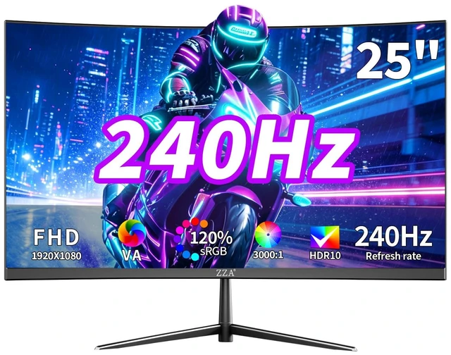 Main image of 25" Curved Gaming Computer Monitors, 240HZ FHD 1080P Monitor,2800R,AMD FreeSync,HDMI/DP,VESA,Flicker-Free,Blue Light,Gaming/Office,PS5/Xbox