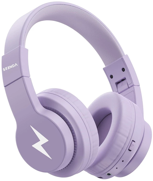 Main image of JCH-01 Kids Bluetooth Headphones, 85/94dB, 3 Light Modes,Purple 75H playtime, soft padded fit, mic & AUX cord, stickers & doodle fun kids love; Wireess Headphones for school, travel, iPad