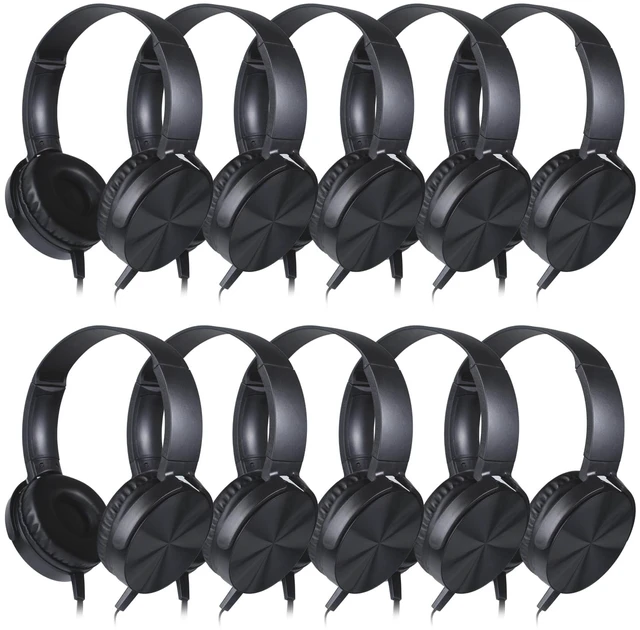 Main image of 10 Pack Classroom Headphones Bulk,Wholesale School Durable Wired Earphones for Students,Kids,Children Toddler Teen Boys Girls and Adult(LS450,10 Black)