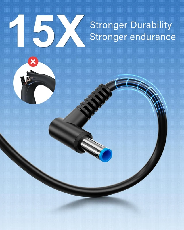 Alt view image 4 of 7 - Charger Compatible with HP Laptop Computer 65W 45W Smart Blue Tip 4.5mm Compatible with HP Pavilion x360 14/15/17, Envy 13/15, EliteBook ProBook Chromebook Stream Spectre 19.5V 3.33A 710412-001