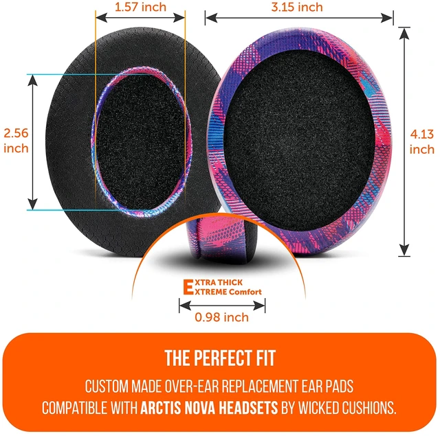 Alt view image 5 of 7 - Freeze Arctis Nova - Cooling Gel Earpads for Arctis Nova Pro Wired, 7, 5 Made by Wicked Cushions Also fits Nova 4, 3, 1 (Does Not Fit Nova Pro Wireless). Fabric, Cooling Gel Speed Racer