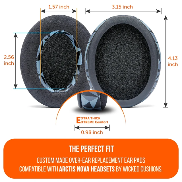 Alt view image 5 of 7 - Freeze Arctis Nova - Cooling Gel Earpads for Arctis Nova Pro Wired, 7, 5 Made by Wicked Cushions Also fits Nova 4, 3, 1 (Does Not Fit Nova Pro Wireless). Fabric, Cooling Gel Geo Grey