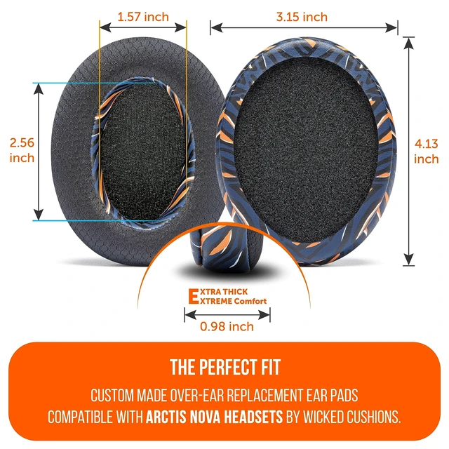 Alt view image 5 of 7 - Freeze Arctis Nova - Cooling Gel Earpads for Arctis Nova Pro Wired, 7, 5 Made by Wicked Cushions Also fits Nova 4, 3, 1 (Does Not Fit Nova Pro Wireless). Fabric, Cooling Gel Navy Tiger