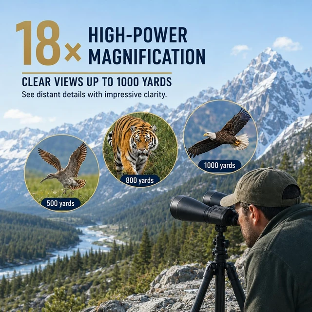 Alt view image 2 of 7 - 18x70 High Power Binoculars for Adults Professional Long Range Powerful Binoculars for Adults Astronomy Stargazing Planets Long Distance Bird Watching Wildlife Hi Power Clear Low Light