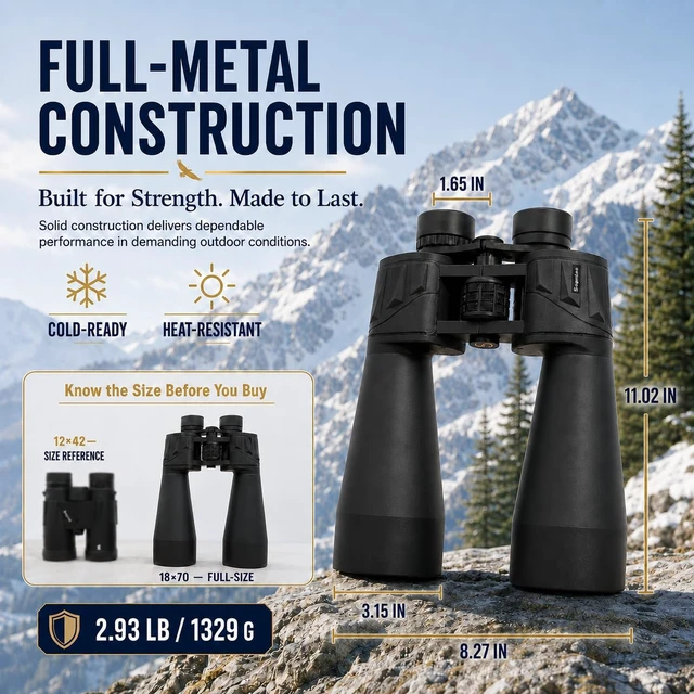 Alt view image 4 of 7 - 18x70 High Power Binoculars for Adults Professional Long Range Powerful Binoculars for Adults Astronomy Stargazing Planets Long Distance Bird Watching Wildlife Hi Power Clear Low Light