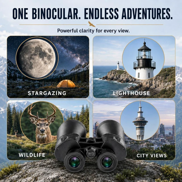 Alt view image 6 of 7 - 18x70 High Power Binoculars for Adults Professional Long Range Powerful Binoculars for Adults Astronomy Stargazing Planets Long Distance Bird Watching Wildlife Hi Power Clear Low Light