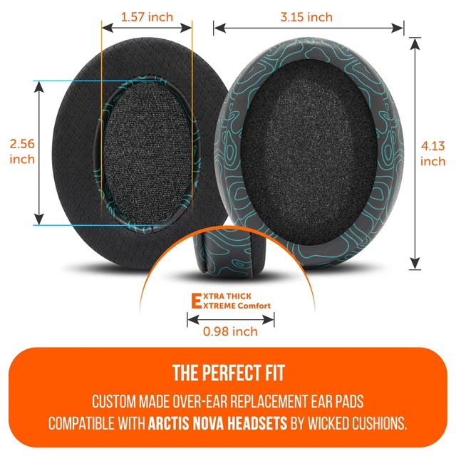 Alt view image 5 of 7 - Freeze Arctis Nova - Cooling Gel Earpads for Arctis Nova Pro Wired, 7, 5 Made by Wicked Cushions Also fits Nova 4, 3, 1 (Does Not Fit Nova Pro Wireless). Fabric, Cooling Gel Midnight FrankP
