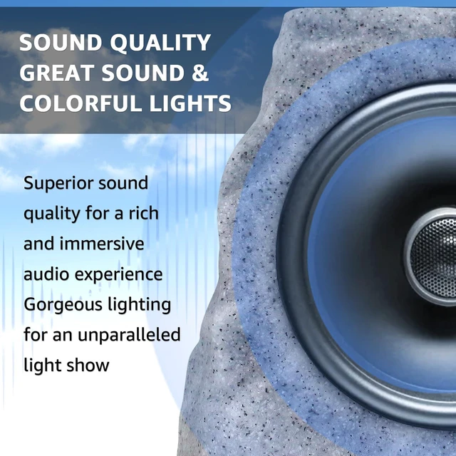 Alt view image 3 of 7 - 2-Pack Solar Powered Rock Speakers Outdoor Water-Resistant with Lights 3 Mode Lights Pair Function USB Rechargeable for Patio Pool Outside Garden Party