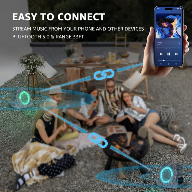 Alt view image 5 of 7 - 2-Pack Solar Powered Rock Speakers Outdoor Water-Resistant with Lights 3 Mode Lights Pair Function USB Rechargeable for Patio Pool Outside Garden Party