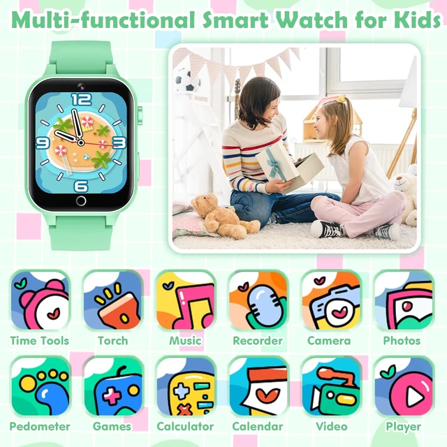 Alt view image 4 of 7 - Smart Watch for Kids, 26 Puzzle Games HD Touch Screen Alarm Clock Camera Multi-function touch watch, birthday toy gift for boys girls aged 4-12 years old