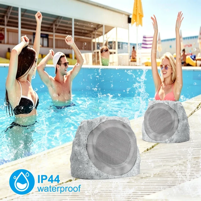 Alt view image 5 of 7 - Outdoor Speakers Solar Powered & USB-C Rechargeable, Rock Speakers TWS Pairing Wireless Outdoor Speaker Bluetooth 5.4, LED Light Show, Waterproof, ideal for Backyard BBQ, Garden, Poolside (2-Pc,Grey)