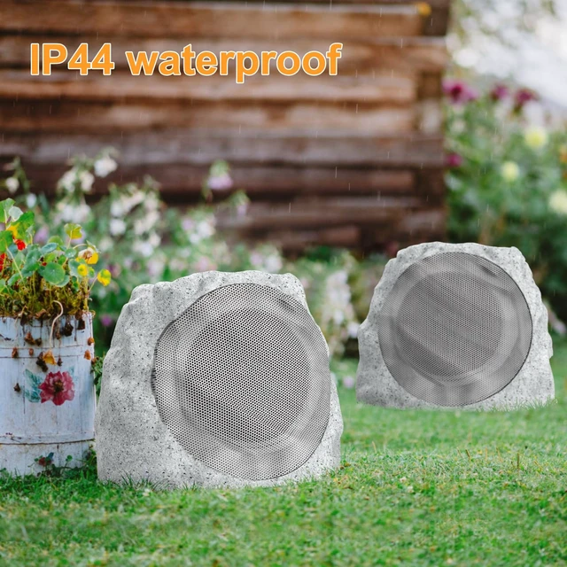 Alt view image 6 of 7 - Outdoor Speakers Solar Powered & USB-C Rechargeable, Rock Speakers TWS Pairing Wireless Outdoor Speaker Bluetooth 5.4, LED Light Show, Waterproof, ideal for Backyard BBQ, Garden, Poolside (2-Pc,Grey)