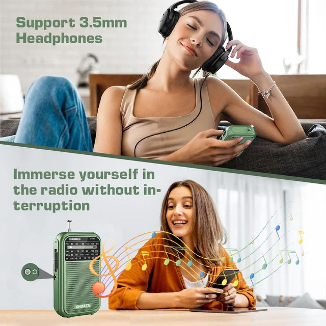 Alt view image 4 of 6 - D220 Portable AM FM SW Shortwave Receiver Pocket Radio, Green 2AA Battery Operated, Transistor Radio with Excellent Reception for Family or Elder (Green)
