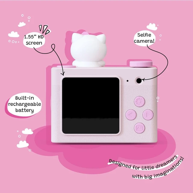 Alt view image 3 of 7 - kiimento Ultra-Compact Kids Digital Camera & Video Camcorder for Ages 35 with Selfie Lens, 16GB Memory Card, Adjustable Soft Strap Lanyard, Scavenger Hunt Momento Book Model A (Hello Kitty)