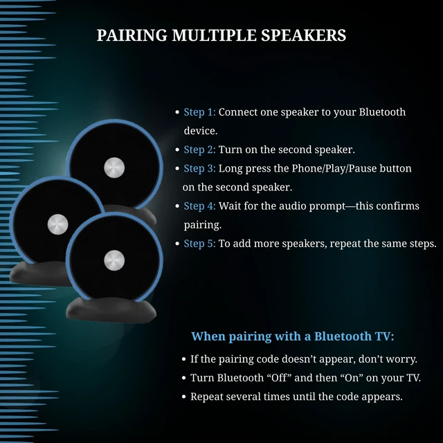 Alt view image 5 of 7 - Paired Bluetooth Speakers - Surround Sound Stereo Pairing Linkable for Home TV Car