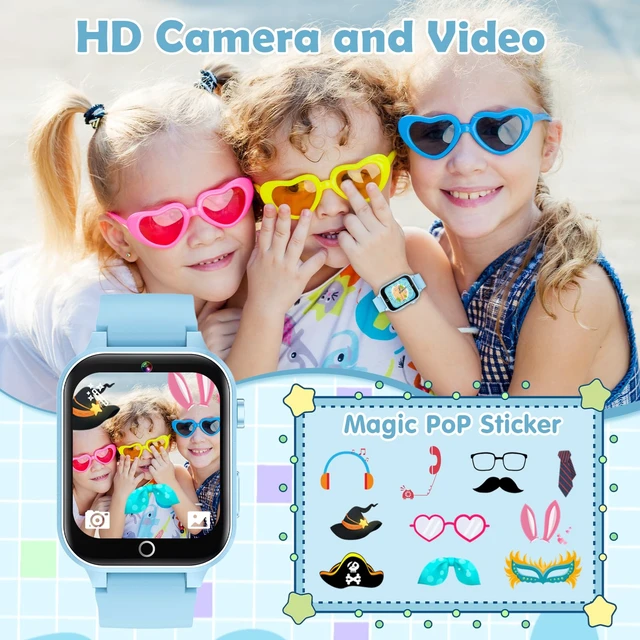 Alt view image 3 of 7 - Smart Watch for Kids, with 26 Puzzle Games, Touch Screen, HD Camera, Alarm Clock, Toys for Ages 4-12 Years Old.Birthday Gift for Boys Girls (Soft Blue)