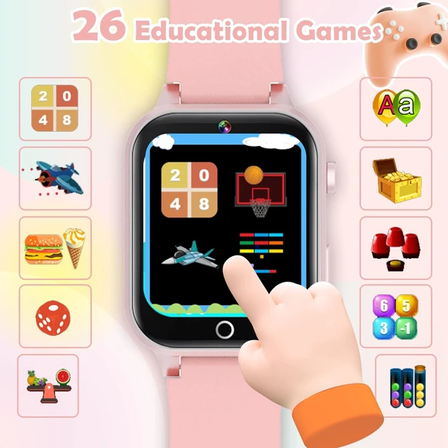 Alt view image 3 of 7 - Kids Smart Watch, 26 Puzzle Games HD Touch Screen Camera Alarm Clock