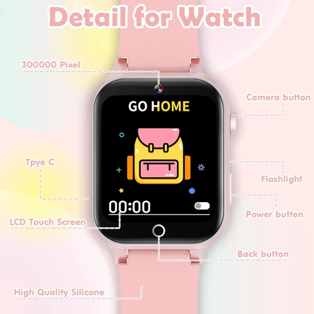Alt view image 6 of 7 - Kids Smart Watch, 26 Puzzle Games HD Touch Screen Camera Alarm Clock