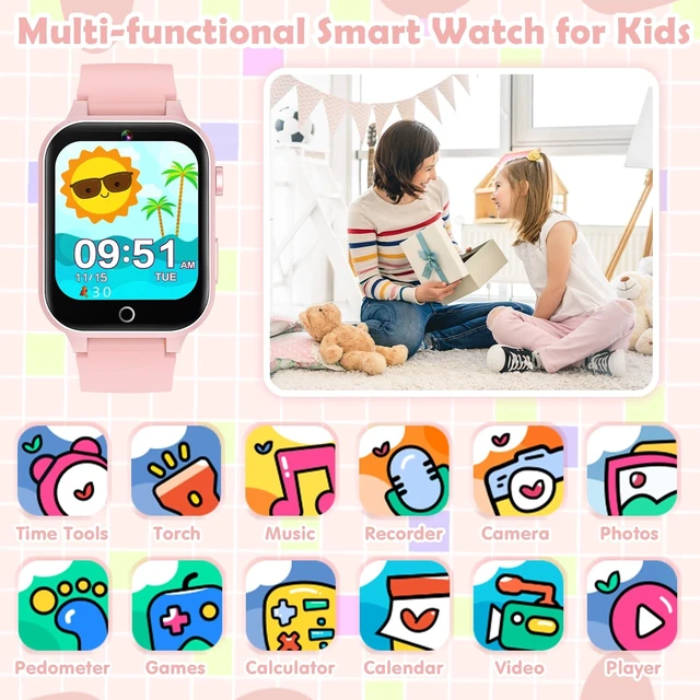 Alt view image 5 of 7 - Kids Smart Watch, 26 Puzzle Games HD Touch Screen Camera Alarm Clock