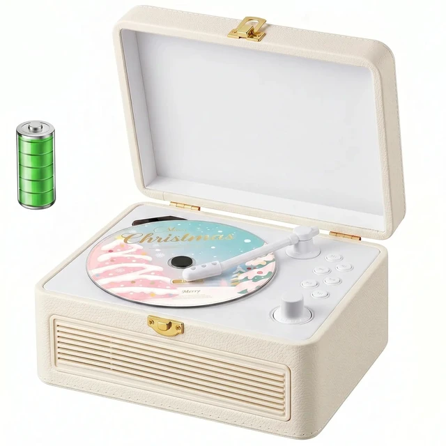 Main image of CD Player Portable Bluetooth Retro CD Players Rechargeable 3600mAh Vintage CD-Player with Dual Speakers Hifi Sound & Radio & Remote Control Support USB/AUX Playback Headphone Jack