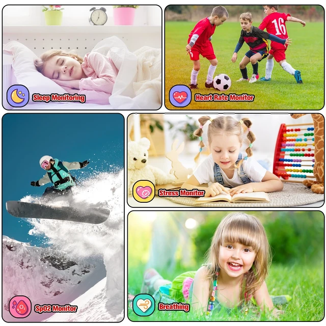 Alt view image 5 of 7 - AI Smart Watch for Kids 1.85" Fitness Tracker, IP68 Waterproof Sleep Monitor, 22/100+ Sport Modes, DIY Dial, Step Counter, Heart Rate, Camera, With/No APP, Gift for 3 4 5-12 Years Old Boy