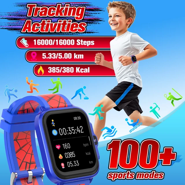 Alt view image 6 of 7 - AI Smart Watch for Kids 1.85" Fitness Tracker, IP68 Waterproof Sleep Monitor, 22/100+ Sport Modes, DIY Dial, Step Counter, Heart Rate, Camera, With/No APP, Gift for 3 4 5-12 Years Old Boy