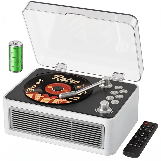 Main image of Retro CD Player Portable Bluetooth CD Players with Speakers Vintage CD-Player 3600mAh Rechargeable & Radio & Remote Control Support USB/AUX Playback Headphone Jack (Walnut Color)