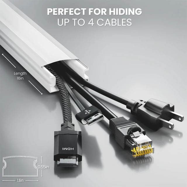 Alt view image 3 of 7 - Cord Covers for Wires on Wall - 300in Cable Management Cable Hider - Cord Hiders for TV On Wall - Paintable Cable Concealer - Wire Covers for Cords - 20X (L16 x W1.1 x H0.55) - Large White