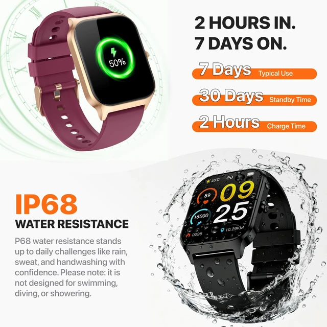 Alt view image 6 of 7 - Smart Watch for Women Men,(Answer/Make Call) 1.83'' HD Fitness Activity Tracker Smartwatch for Android iPhone iOS Compatible,IP68 Waterproof Step Counter with Sleep Monitor (Modern, Wine Red, 1.83)