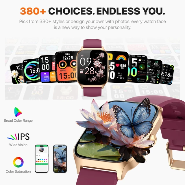 Alt view image 5 of 7 - Smart Watch for Women Men,(Answer/Make Call) 1.83'' HD Fitness Activity Tracker Smartwatch for Android iPhone iOS Compatible,IP68 Waterproof Step Counter with Sleep Monitor (Modern, Wine Red, 1.83)