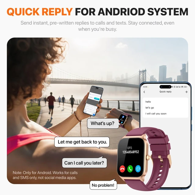 Alt view image 7 of 7 - Smart Watch for Women Men,(Answer/Make Call) 1.83'' HD Fitness Activity Tracker Smartwatch for Android iPhone iOS Compatible,IP68 Waterproof Step Counter with Sleep Monitor (Modern, Wine Red, 1.83)