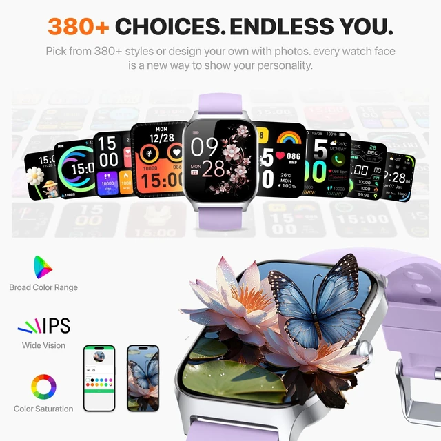 Alt view image 5 of 7 - Smart Watch for Women Men,(Answer/Make Call) 1.83'' HD Fitness Activity Tracker Smartwatch for Android iPhone iOS Compatible,IP68 Waterproof Step Counter with Sleep Monitor (Modern, Purple, 1.83)