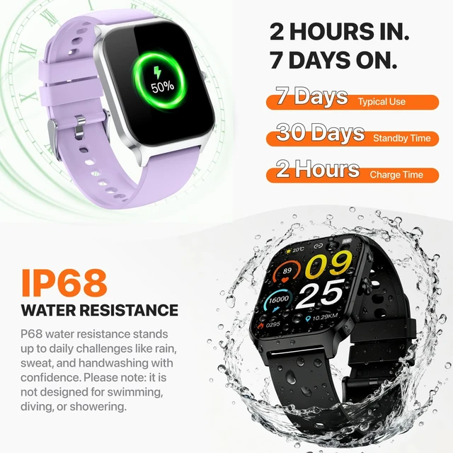 Alt view image 6 of 7 - Smart Watch for Women Men,(Answer/Make Call) 1.83'' HD Fitness Activity Tracker Smartwatch for Android iPhone iOS Compatible,IP68 Waterproof Step Counter with Sleep Monitor (Modern, Purple, 1.83)