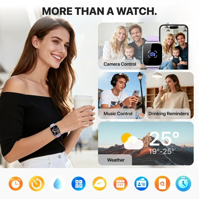 Alt view image 7 of 7 - Smart Watch for Women Men,(Answer/Make Call) 1.83'' HD Fitness Activity Tracker Smartwatch for Android iPhone iOS Compatible,IP68 Waterproof Step Counter with Sleep Monitor (Modern, Purple, 1.83)