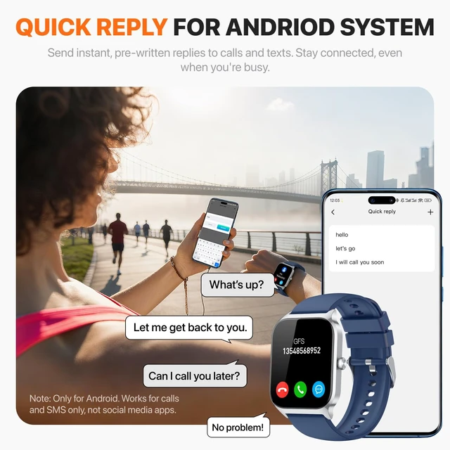 Alt view image 7 of 7 - Smart Watch for Women Men,(Answer/Make Call) 1.83'' HD Fitness Activity Tracker Smartwatch for Android iPhone iOS Compatible,IP68 Waterproof Step Counter with Sleep Monitor (Modern, Blue, 1.83)