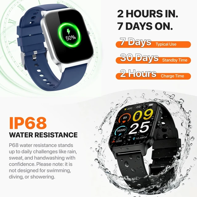 Alt view image 5 of 7 - Smart Watch for Women Men,(Answer/Make Call) 1.83'' HD Fitness Activity Tracker Smartwatch for Android iPhone iOS Compatible,IP68 Waterproof Step Counter with Sleep Monitor (Modern, Blue, 1.83)