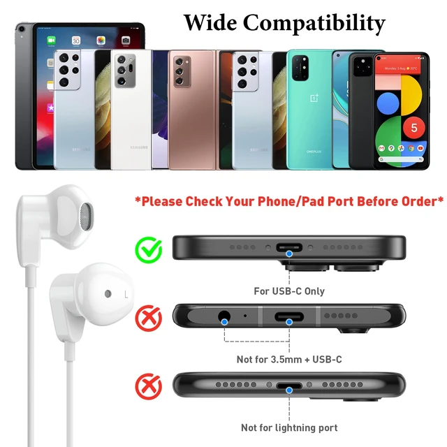 Alt view image 4 of 7 - USB C Headphones for iPhone 18 Pro Max 17 16 15/iPad Air Earbuds HiFi Stereo USB-C Wired Earbuds, Microphone Volume Control, Type C Earphone for Samsung S26 S25 S24 S23 Ultra Pixel 11 10 9 8