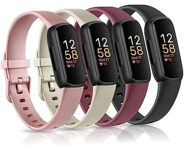 Main image of 4 Pack Bands Compatible with Fitbit Inspire 3 Bands for Women Men, Sport Silicone Adjustable Replacement Straps for Fitbit Inspire 3 Fitness Tracke