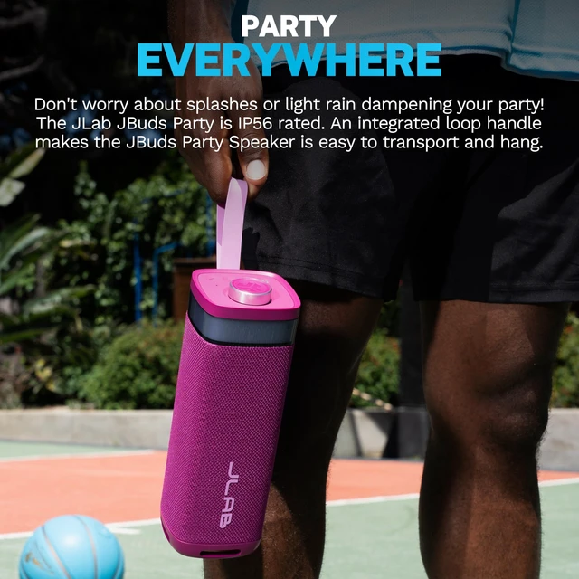 Alt view image 6 of 7 - JBuds Party, Portable Bluetooth Speaker, Waterproof Outdoor Speaker, RGB Lighting, Multi-Speaker Connect, Mulberry