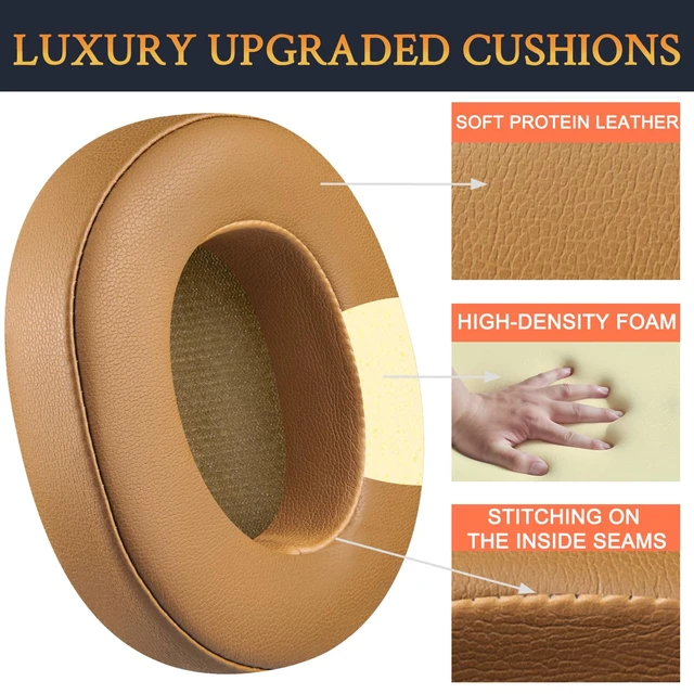 Alt view image 3 of 4 - Replacement Earpads for Skullcandy Hesh 3/ANC/Evo & Crusher Wireless/540/ANC/Evo & Venue ANC Over-Ear Headphones, Ear Pads Cushions with Protein Leather, Noise Isolation Foam - Brown