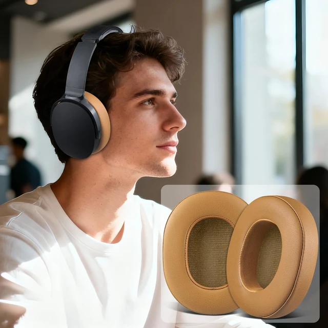 Alt view image 4 of 4 - Replacement Earpads for Skullcandy Hesh 3/ANC/Evo & Crusher Wireless/540/ANC/Evo & Venue ANC Over-Ear Headphones, Ear Pads Cushions with Protein Leather, Noise Isolation Foam - Brown