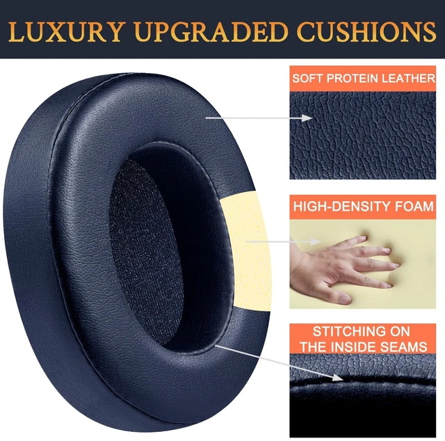 Alt view image 4 of 7 - Replacement Earpads for Skullcandy Hesh 3/ANC/Evo & Crusher Wireless/540/ANC/Evo & Venue ANC Over-Ear Headphones, Ear Pads Cushions with Protein Leather, Noise Isolation Foam - Navy Blue