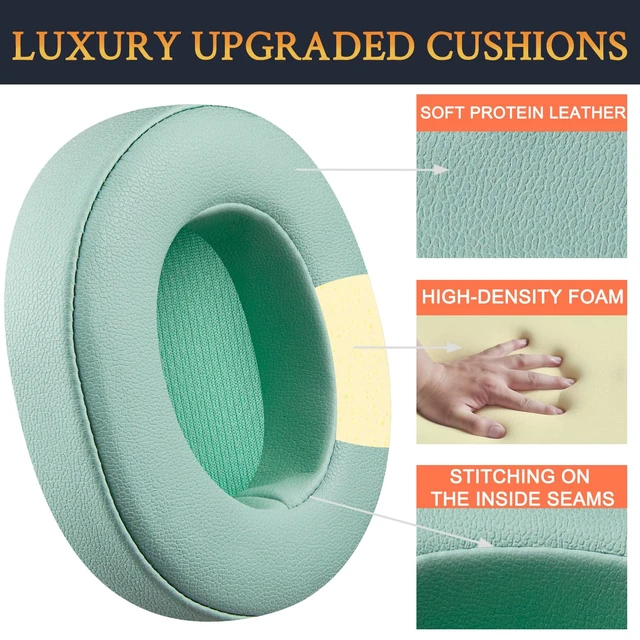 Alt view image 3 of 4 - Replacement Earpads for Skullcandy Hesh 3/ANC/Evo & Crusher Wireless/540/ANC/Evo & Venue ANC Over-Ear Headphones, Ear Pads Cushions with Protein Leather, Noise Isolation Foam - Preppy Sage